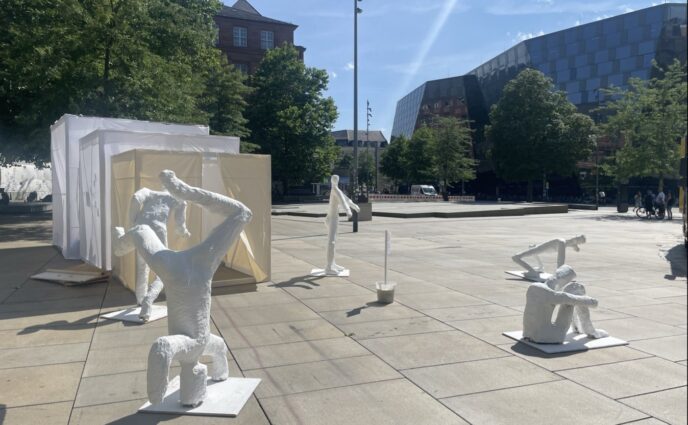 Kunstprojekt auf dem Platz der Alten Synagoge